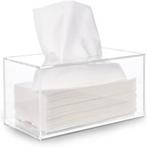 Acrylic Tissue Box Cover Clear Tissue Holder Napkin Dispenser for Home Office Restaurant