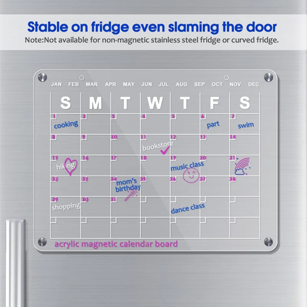 Factory Plastic Dry Erase Board Magnetic Acrylic Calendar for Fridge - Image 2