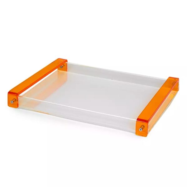 Factory Custom Clear Acrylic Serving Tray With Gold Metal Handles - Image 3