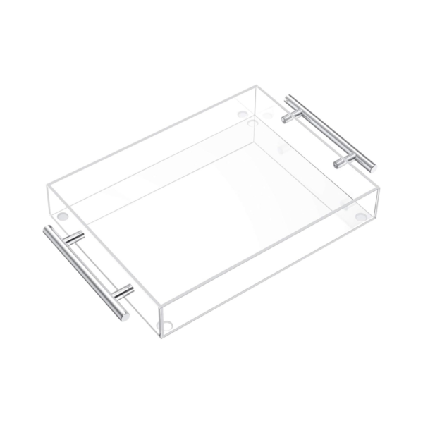 Factory Custom Clear Acrylic Serving Tray With Gold Metal Handles - Image 2